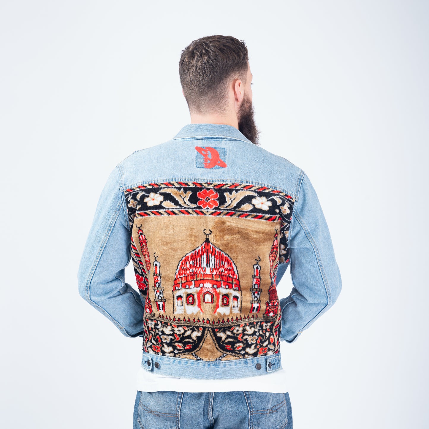 Janamaz Trucker Jacket Gold/Red Sz Large