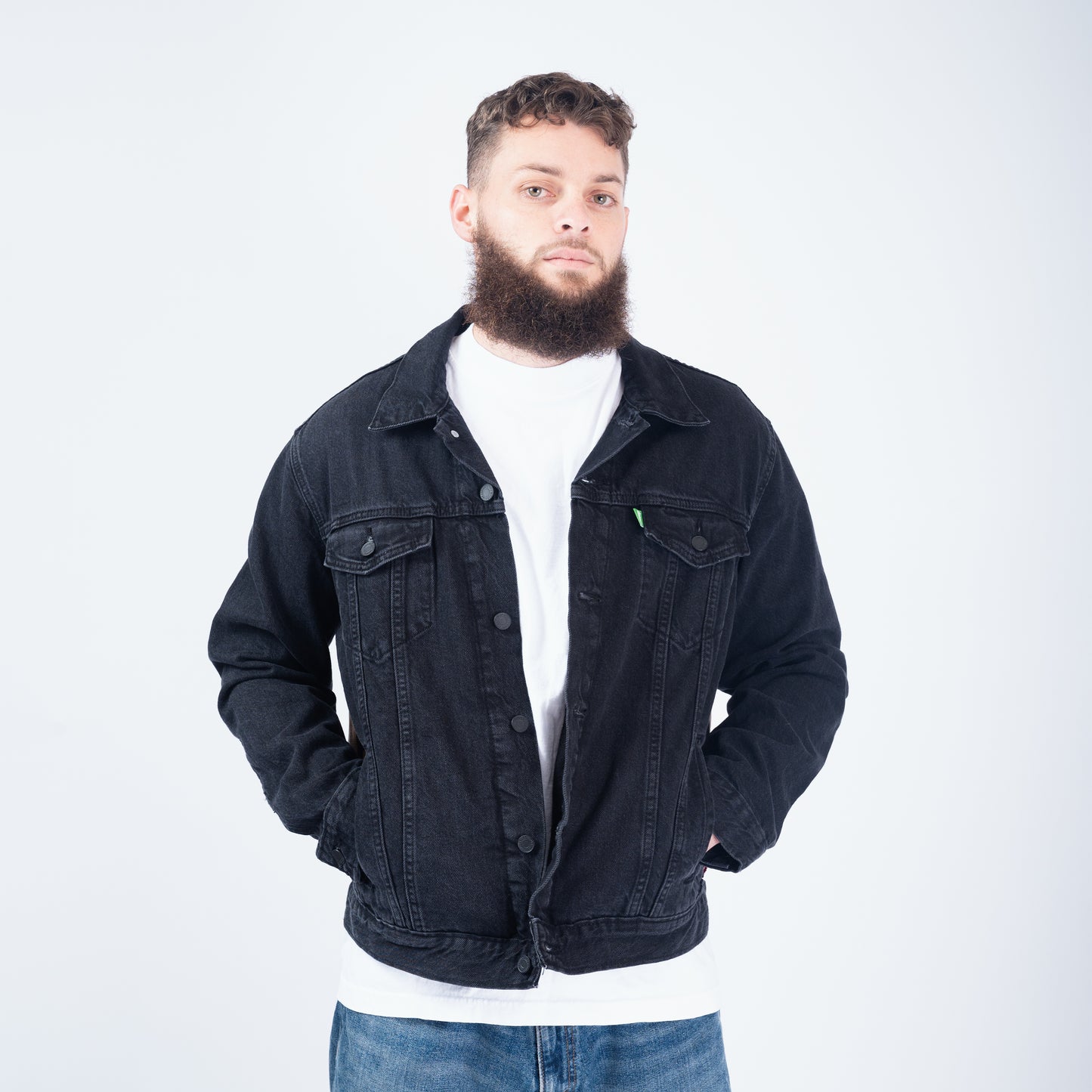 Janamaz Trucker Jacket Black Denim Sz Large