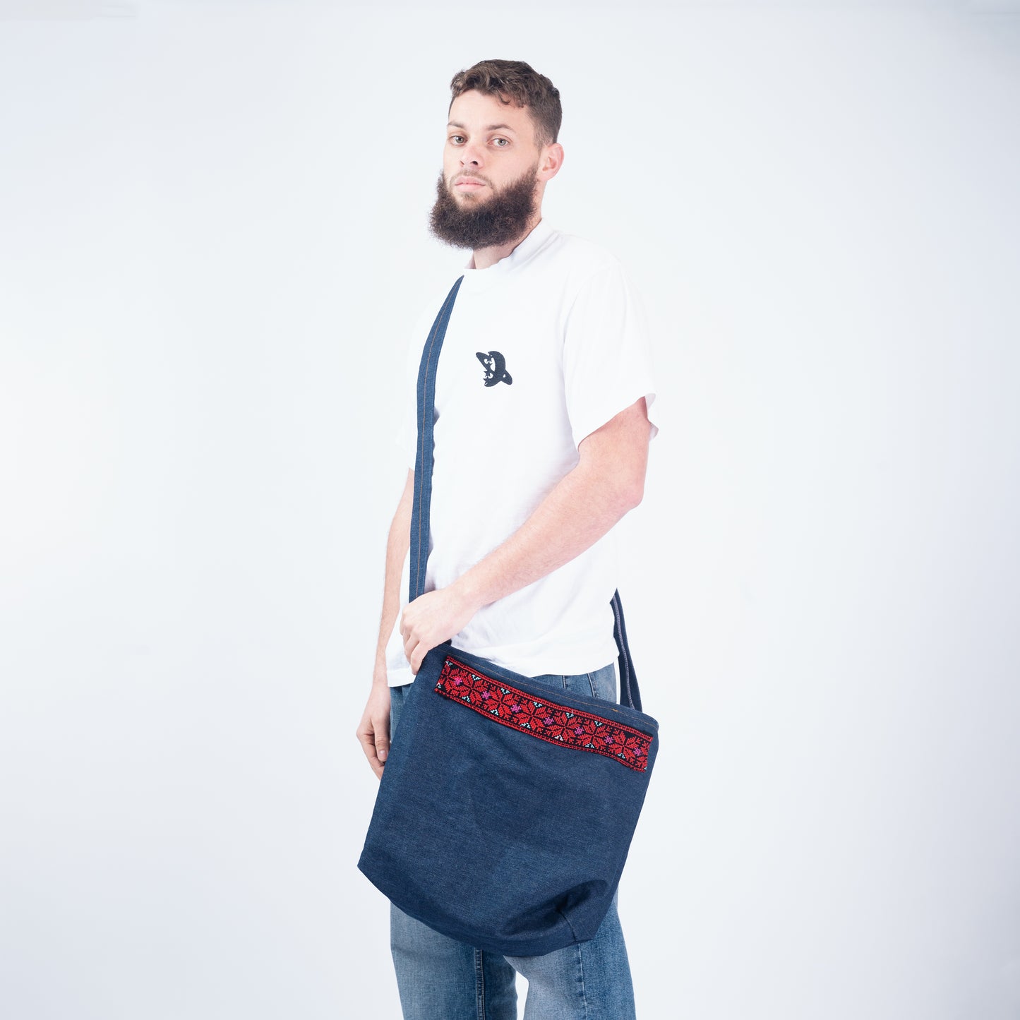 Denim Sling Bag with Tatreez