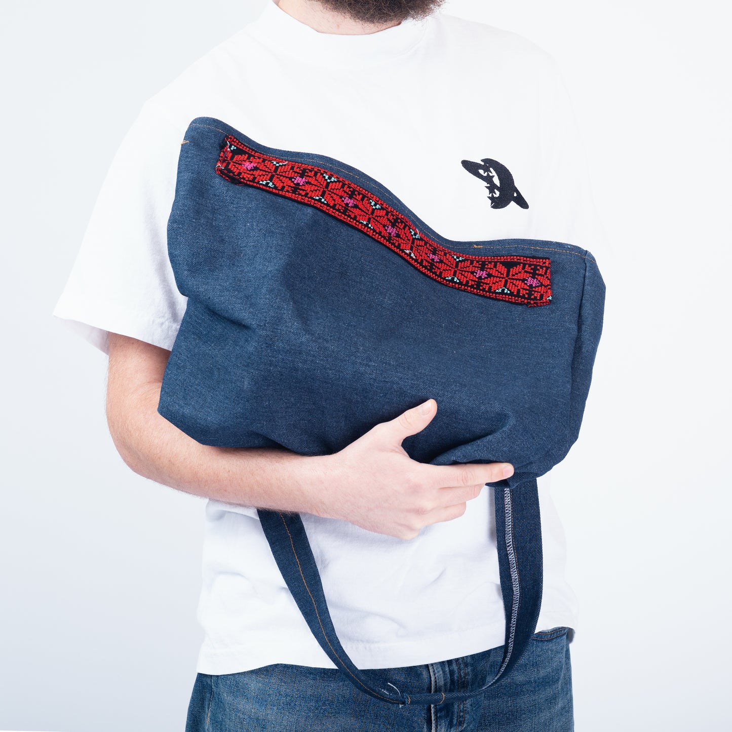 Denim Sling Bag with Tatreez