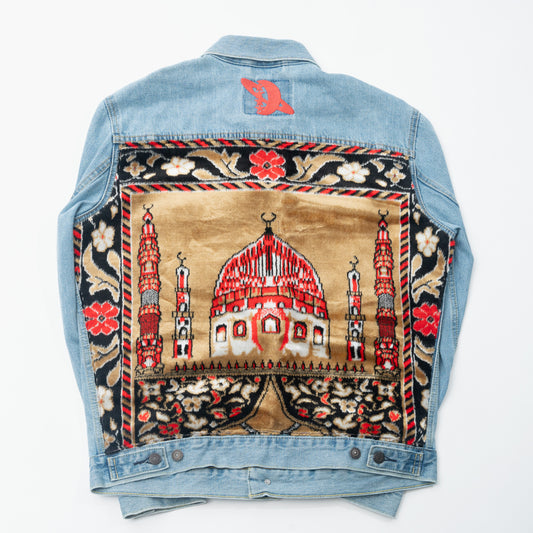 Janamaz Trucker Jacket Gold/Red Sz Large