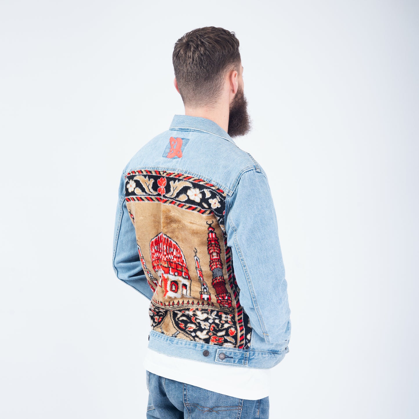 Janamaz Trucker Jacket Gold/Red Sz Large
